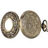 Retro Stylish Hollow Flowers Half Hunter Quartz Pocket Watch Arabic Numerals Dial Necklace Pendant Watch Antique Gift Unisex