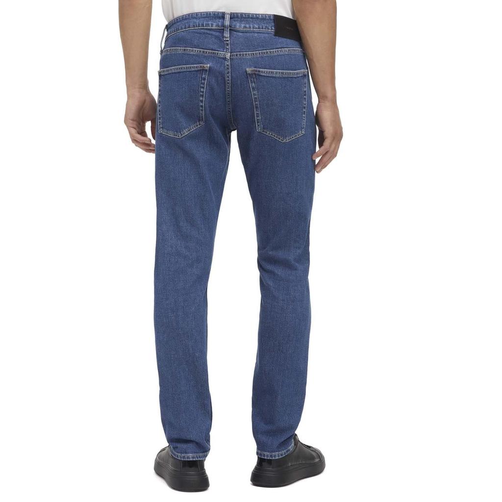 Calvin Klein Mens Leather Badge Slim Jeans