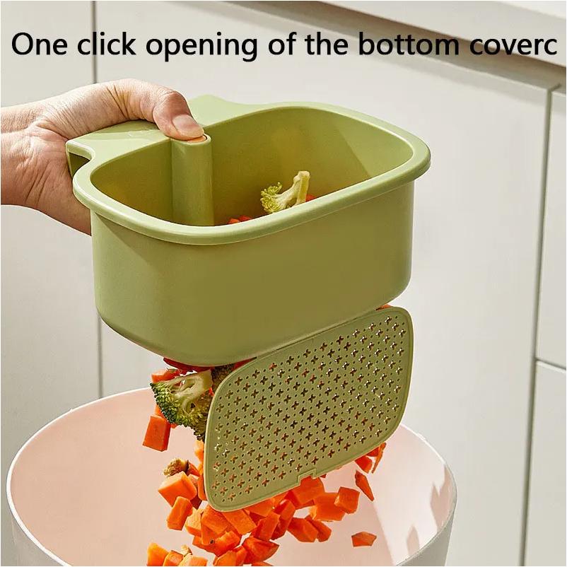 1pcs Kitchen sink filter basket, sink washing basin anti leak filter basin, one click press type grid drain storage rack