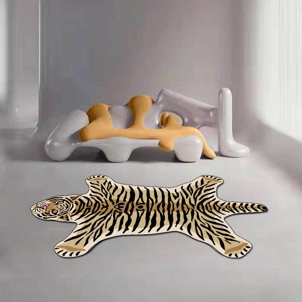 Special-shaped carpet, cartoon irregular carpet, lying tiger/panther//lion, living room bedroom, 80x160cm