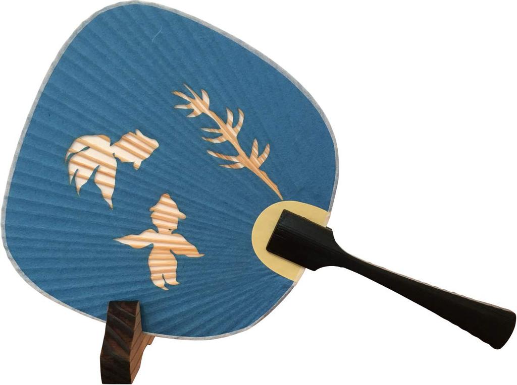 Shiomi Uchiwa Mameto x Boxed with S3508 Fan, (Goldfish), 11.5 19.5 cm, Stand,