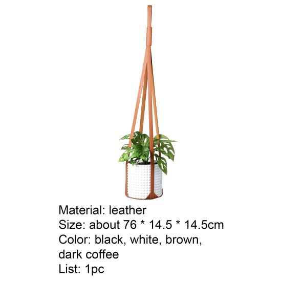 Hanging Basin Multifunctional Adjustable Faux Leather Space-Saving Plant Hanging Basket for Balcony