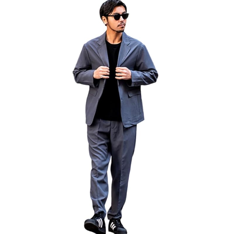 

[SILVER BULLET] set up men s tailored jacket slacks tapered pants slim tight top and bottom Slender Plain color luster suit office business party