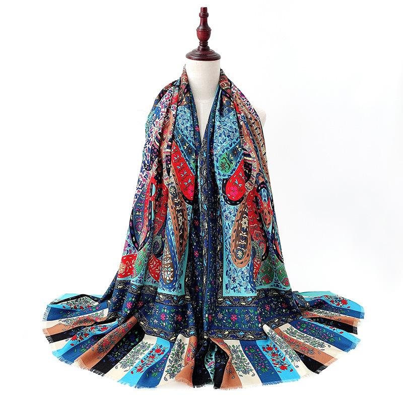 Bohe Style Cashew Floral Print Women'S Shawl Scarf Breathable Thin Travel Beach Scarves Ethnic Shawls Vintage Bandana Stoles