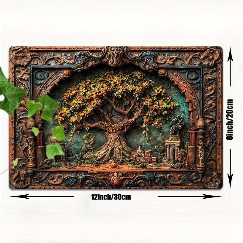 

2d Flat 30*20cm, Vintage Oak Tree Wooden Wall Art Wooden Sign, Easy Install, Perfect for Room Decor, for Home, Kitchen, Garden, Bedroom, Bar. 30*20cm