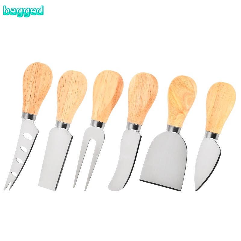Edelstahl Käsemesser und Gabel Set Küche Eiche Käse Butter Pizza Messer Heim Backwerkzeuge