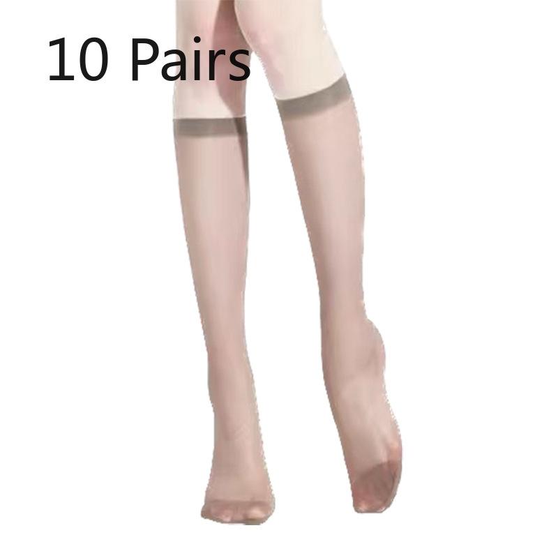 

10 Pairs of Women s Summer Ultra Thin Invisible Transparent Long Leg Stockings 10 Pairs кофейный