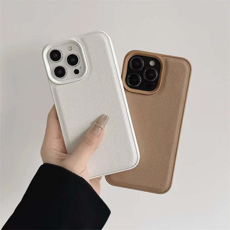 Simple Litchi Texture Phone Case For iPhone 15 14 13 12 11 Pro Max Soft TPU Cover