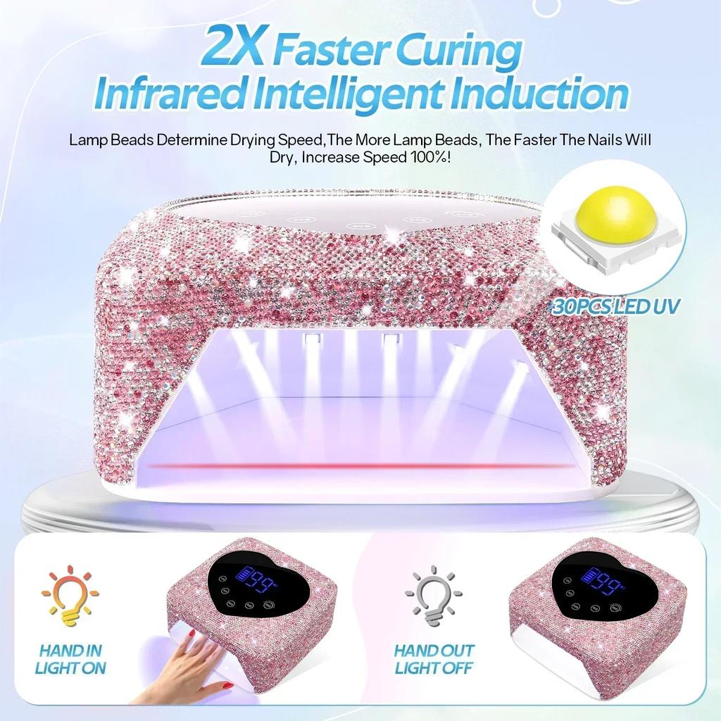 72W Cordless UV Nail Lamp Rechargeable 30 LEDs Nail Dryer UV Light Cabin Professional Nail Art Manicure Tools for Home and Salon