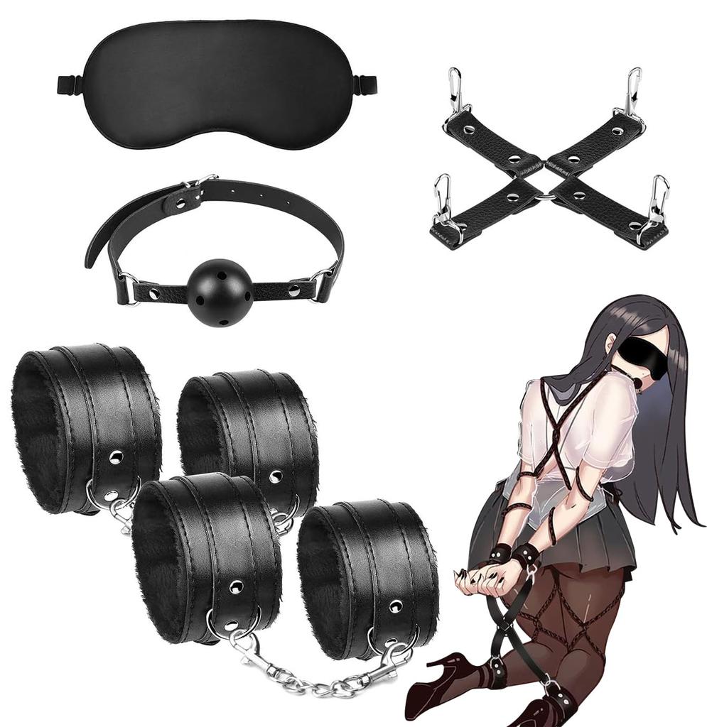 Sexyhot SM Restraint Ball SM Restraint Hand and Foot SM Set Set Handcuffs, Legcuffs, Gag, Cross-shaped Restraint, Blindfold, Equipment, Restraint,