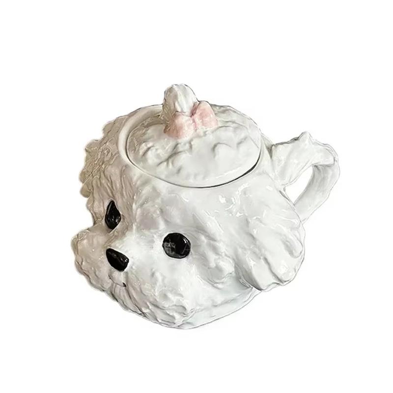 1 Set High-looking Table White Cute Coffee Cup with Lid Festival Blessings Ceramic Mugs Exquisite