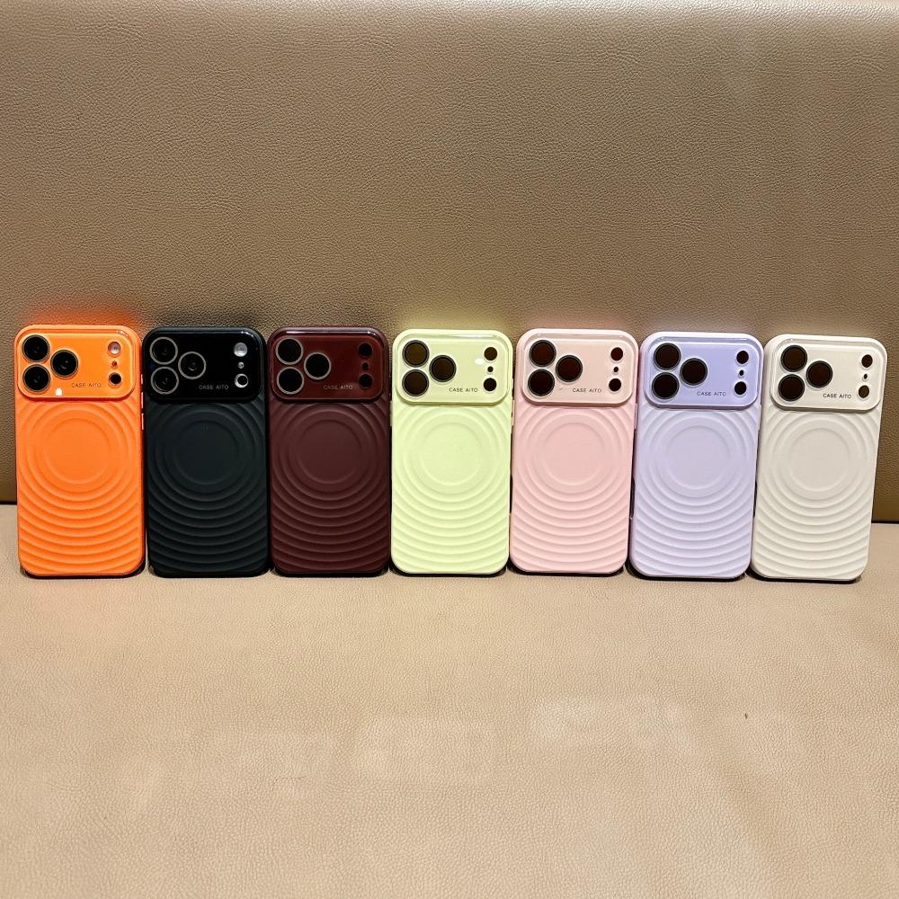 Fashion Silicone Ripple Magnetic Impact Resistant Phone Case For iPhone 17 16 15 Pro Max For Magsafe Camera Lens Protector Cover