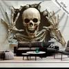 2D Spooky Skeleton Tapestry for Halloween Scary Skull Breaking Wall Hanging for Living Room Bedroom