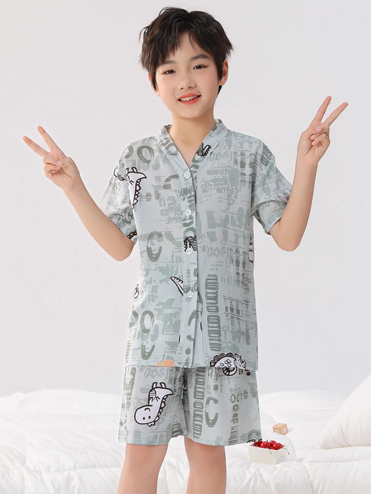 Kids' Thin Cotton Silk Summer Pajamas Set for Boys & Girls - Home Wear for Middle & Older Children