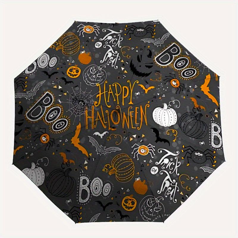 1pc Happy Halloween Automatic 3 Fold Umbrella Design, Cute Cartoon Pattern, Portable Outdoor Umbrella, Perfect, Holiday Gift .Z055