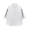 Fashion Style 2024 Fall and Winter New Women's Side Stripes with Decorative Poplin White Long Sleeves Shirt 3666180