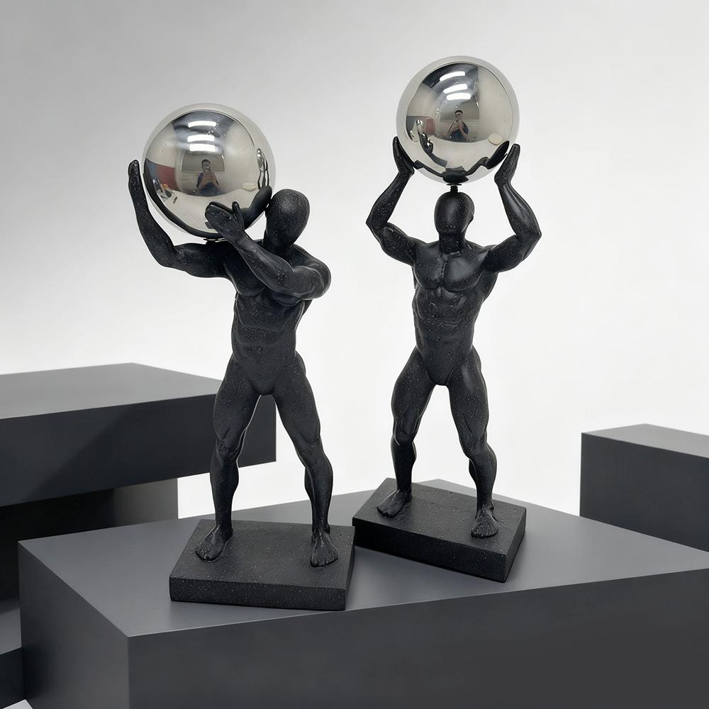 Abstract Moving Figure Resin Figurine Gymnastic Ball-carrying Figure Sculpture Handicraft Display Home Decoration Item