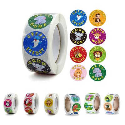 1 Roll Teacher Sticker Strong Stickiness Decorative Self-Adhesive Lovely Animals Punny Teacher Stickers for School