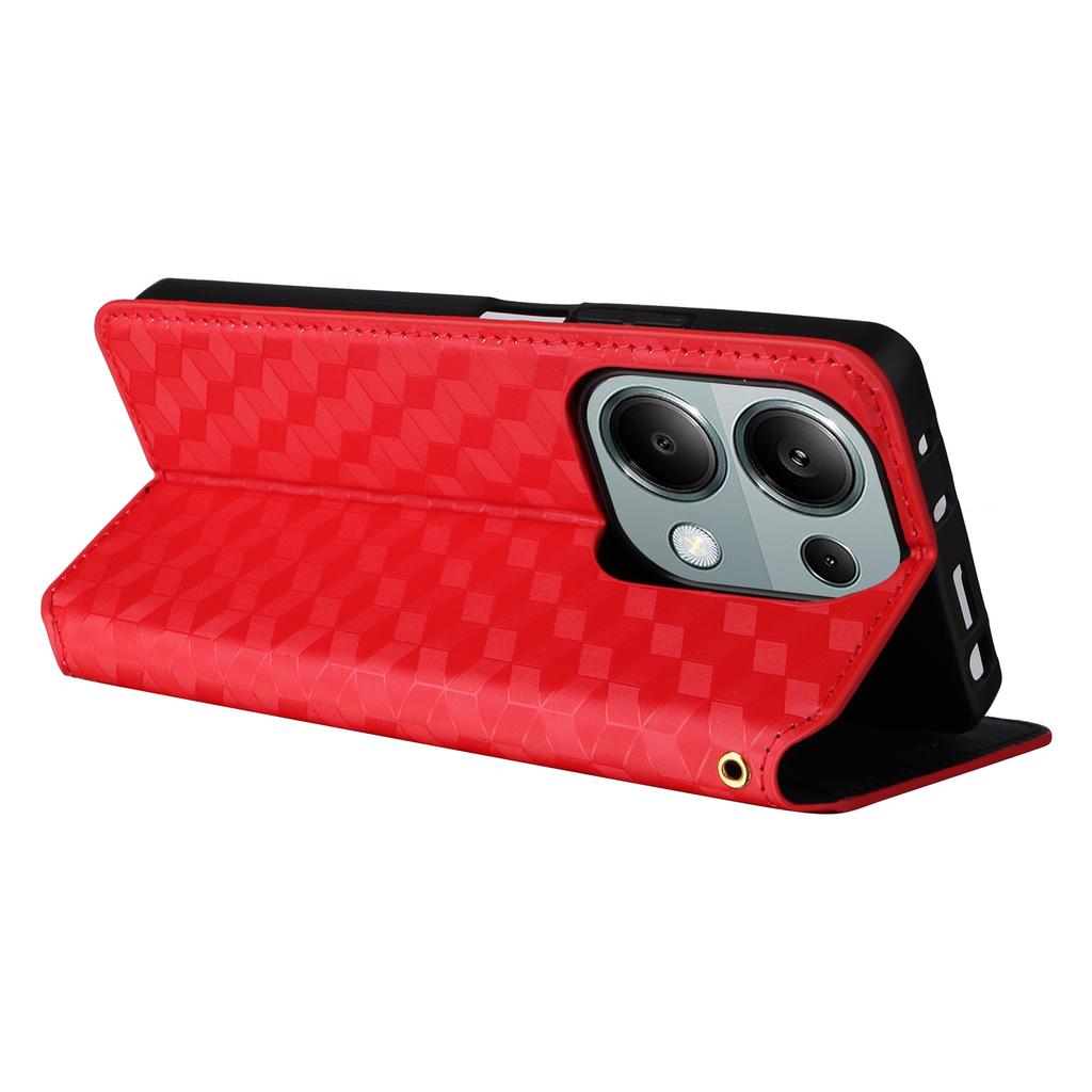 For Xiaomi Redmi Note 13 Pro 4G/Poco M6 Pro 4G/Note 14S 4G Case Rhombus Imprinted Stand View Phone Cover