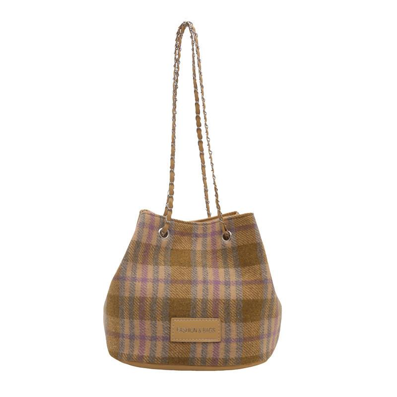 Elegant Fashionable Plaid Handheld Bucket Bag For Women Ideal For Everyday Use