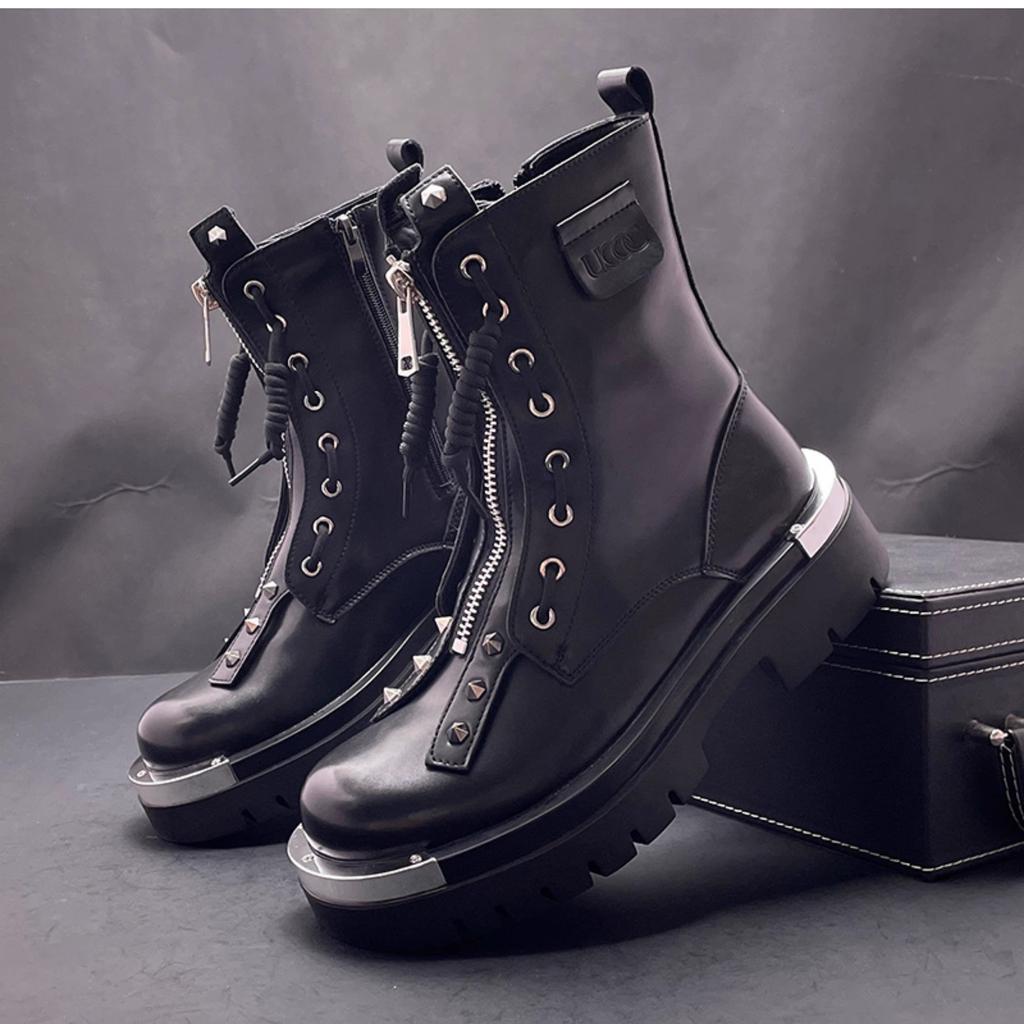 Fashion High quality Leather men platform shoes flats loafers fashion punk Sneakers Casual shoes high tops  Zapatos Hombre  A7