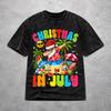 Novelty Men Women Christmas In July Vacation Tee Shirt Oversize Washed  T Shirts Outfits