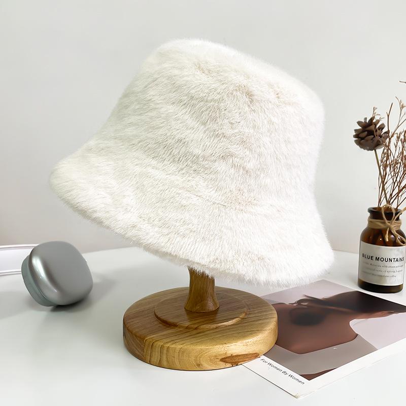 Autumn and Winter Faux Mink Hats for Women High End and Versatile In Winter Plush Fisherman Hats Headwear Warm and Ear Protecting Mongolian Hats
