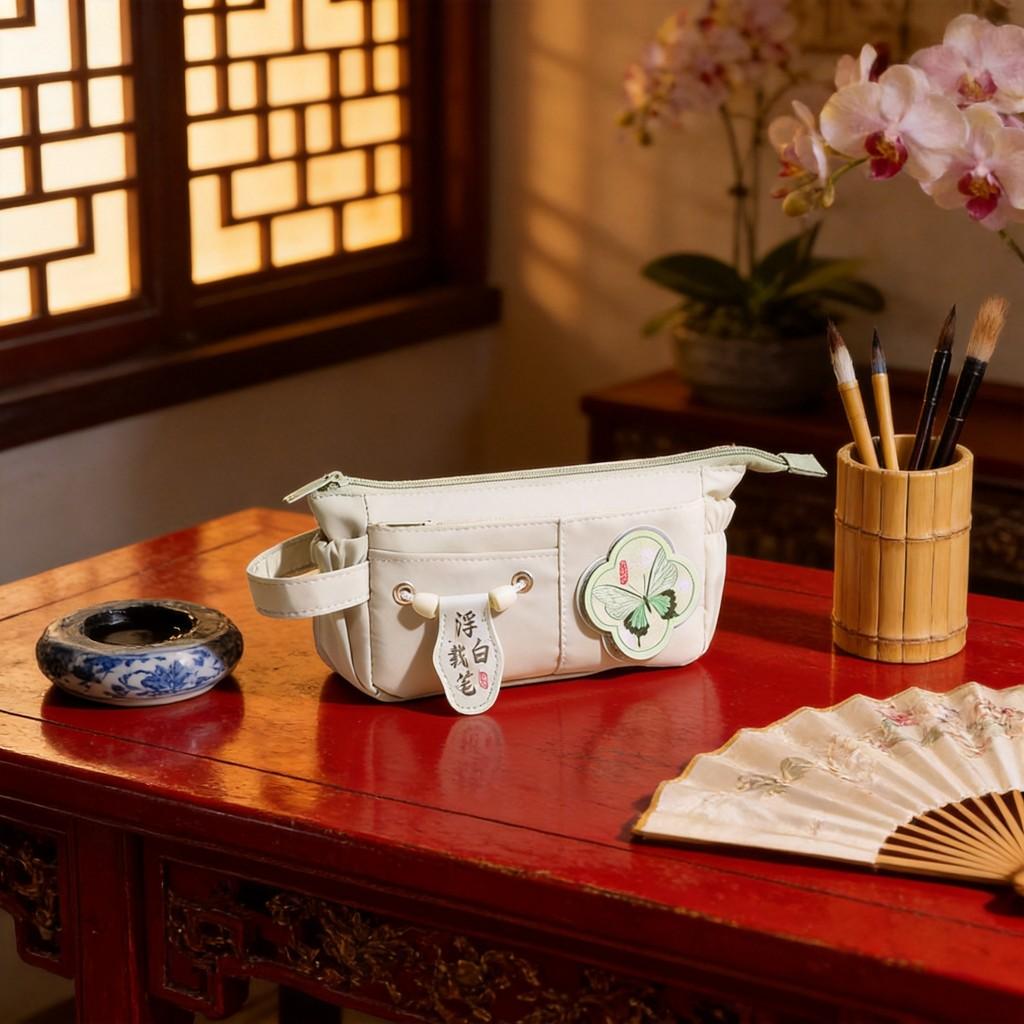 Chinese Style Student Pen Case With Large Capacity For Girls And Boys