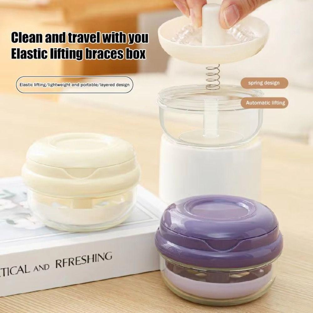 Clear Case Portable Denture Case Elastic Lifting Denture Soak Cup for Clear Braces