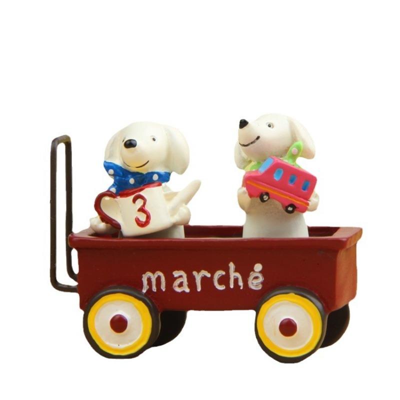 Cartoon Resin, Two Little Dogs On A Stroller, Micro-landscape Gardening, Flower Arrangement Props, Shooting Dolls, Table Decorations
