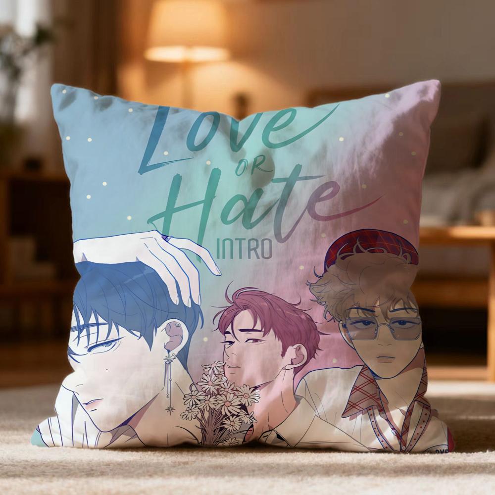 Fashion LLove or Hateew Cushion Cover Soft Washable Pillow Case Multi-Scene for Couch Bed Travel Office Use