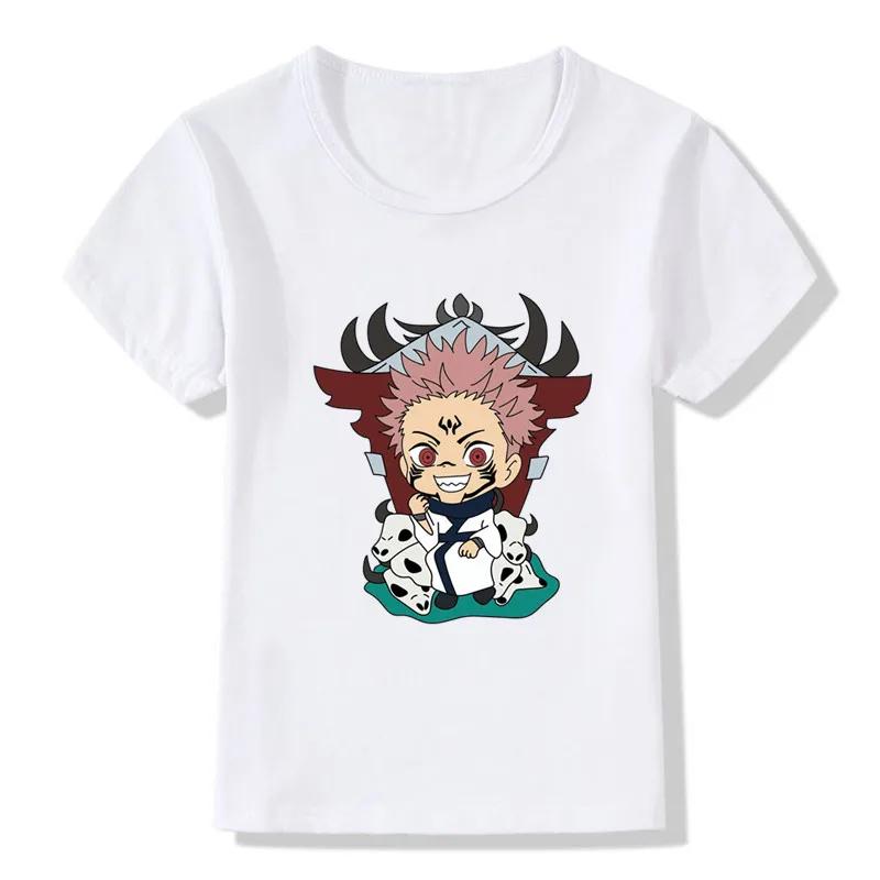 Anime Jujutsu Kaisen Cartoon Print Kinder T-Shirts Kinder T-Shirt Damen T-Shirt Jungen Oberteil Erwachsene Kinder Eltern-Kind Männer Baumwolle T-Shirt