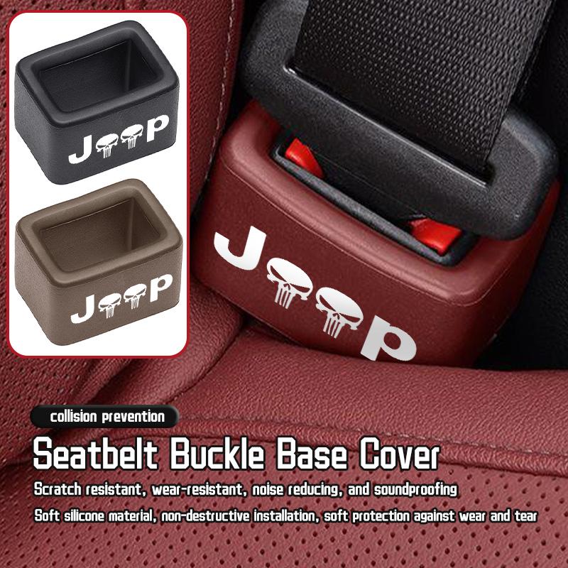 For Jeep Car Logo Seat Belt Buckle Protective Cover Safety Belt Clip Case Accessories Grand Cherokee Patriot Renegade Compass AJT1