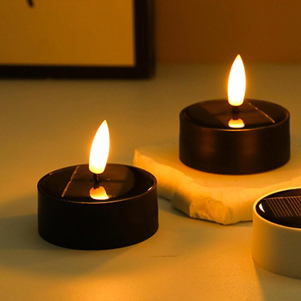 Solar Candles Flameless Fake Candle LED Lights For Outside 4 Pieces Waterproof Outdoor Decor For Halloween Decorations Pathway
