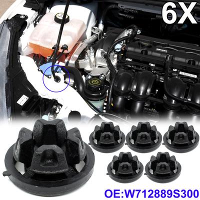 6pcs Bonnet Hood Support Prop Rod Grommet Clamp Clip For Ford Focus C-Max Mondeo Fusion Escape Kuga W712889S300 Car Accessories