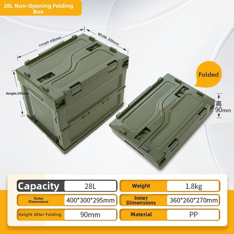 Car-mounted Foldable Storage Box, Camping Flip-top Side-opening Storage Box, Industrial-style Large Plastic Organizer Box