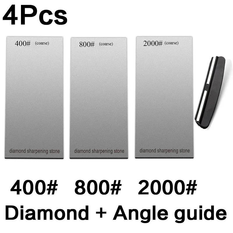 120/600/1500/3000 Grit Diamond Sharpening Stones Knife Sharpener Anti-skid Base Kitchen Knife Sharpening Tool Set Flake Plate