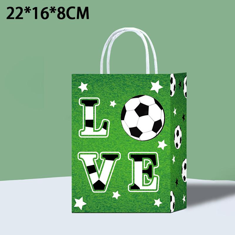 Football-Themed Tote Bag Party Football Pattern Gift Bag Sporty Shopping And Beverage Paper Bag