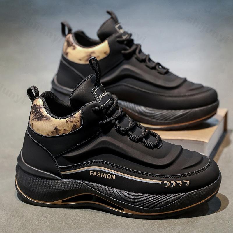 Men's High Top Sneakers Autumn Trend Comfort Wear-resistant Platform Casual Shoes Height Increase Lace Up Non Slip Running Shoes