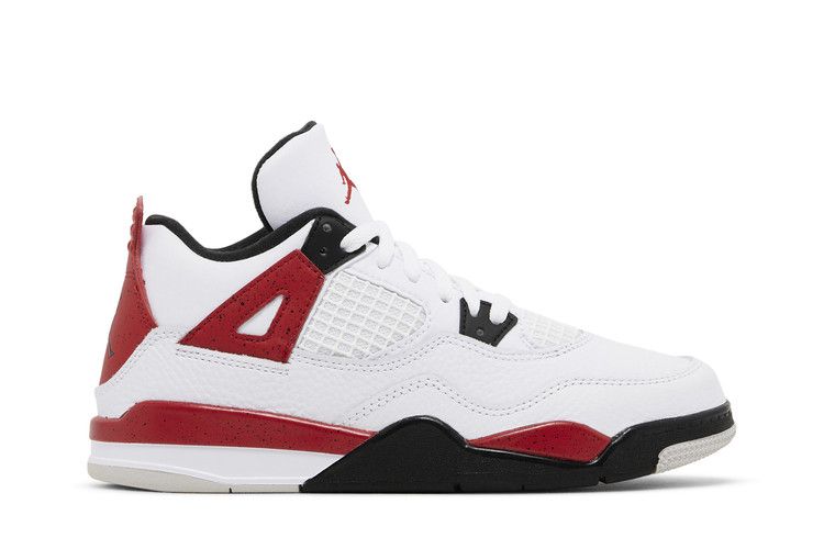 Kids' Sneakers Nike Jordan 4 Retro Red Cement (PS) White/Fire Red/Black/Neutral Grey