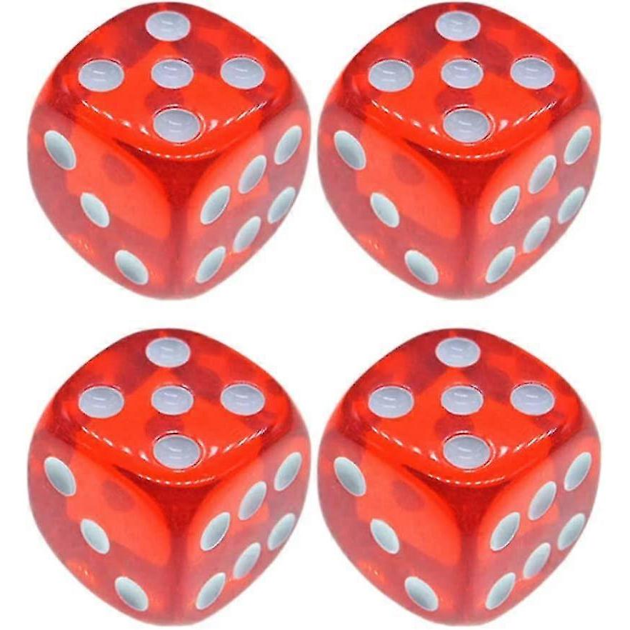 Ensemble de dés à 6 faces Dés Arrondis Couleur Translucide Dés de Jeu de Société Enseignement Mathématiques Ensemble de dés (10 Pièces Rouge) Deux