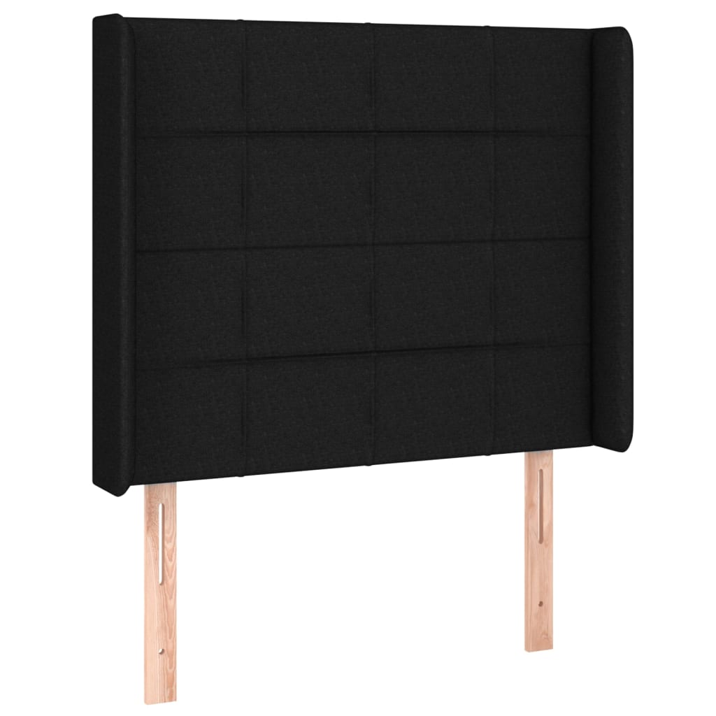 vidaXL Kopfteil mit Ohren Schwarz 93x16x118/128 cm Stoff