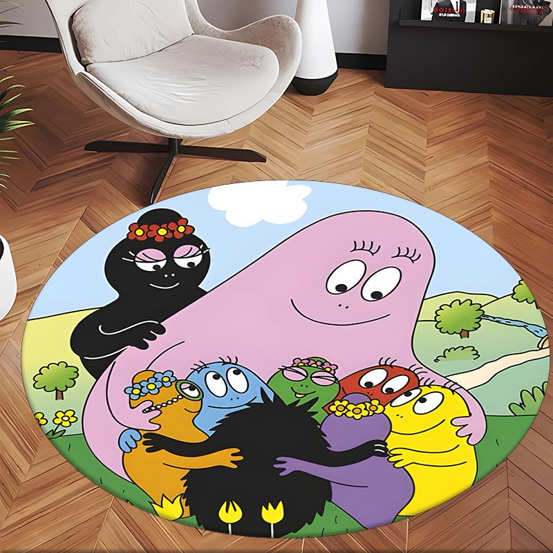 Barbapapa (1) Round Office Rug Decorative Floor Rug for Office Bedroom Living Room and Home Space