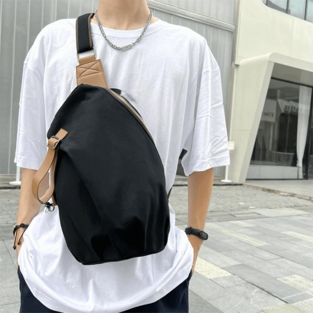 Large Capacity Nylon Crossbody Bag Solid Color Cycling Shoulder Bag Casual Phone Pouch  Unisex