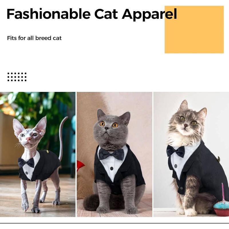 Pet Formal Tuxedo Suit With Bow Tie Classic Black Tailcoat Wedding Party Costume For Cats Small Dogs Photo Shooting Outfit