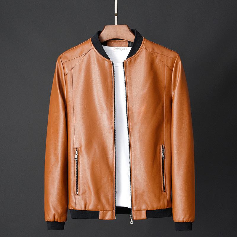 Frühling, Herbst und Winter Lederjacke Herrenjacke Fettete Große Fleece Verdickte Lederjacke