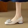 Krazing Pot Cow Skin Summer Size 40 Med Heels Crystal Butterfly-knot Decoration Square Toe Diamond Heels Gladiator Pumps