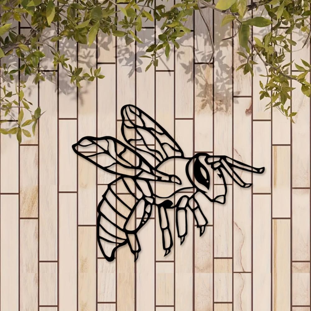 1 Stück Metallbiene Wandkunst, Eisenbiene Außengarten Skulptur, Terrassen Zaun Dekoration für Wohnzimmer Balkon Innen Haus
