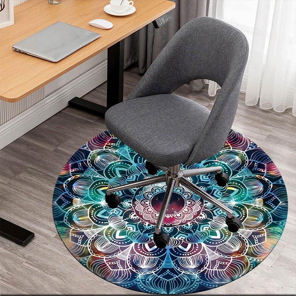 

Colorful Mandala Art Print: Vibrant Circular Design for WallsRound Non-Slip chair mat chair carpet for office Rugs for Office Decor Gift For Valentine 80cm by 80cm