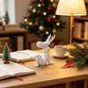 Decorative Figurines for Entrance Hall 3D Printed Reindeer Figurine, Cute Sitting Statue with Scarf, Christmas Modern PLA Plastic Sculpture Decor Deer